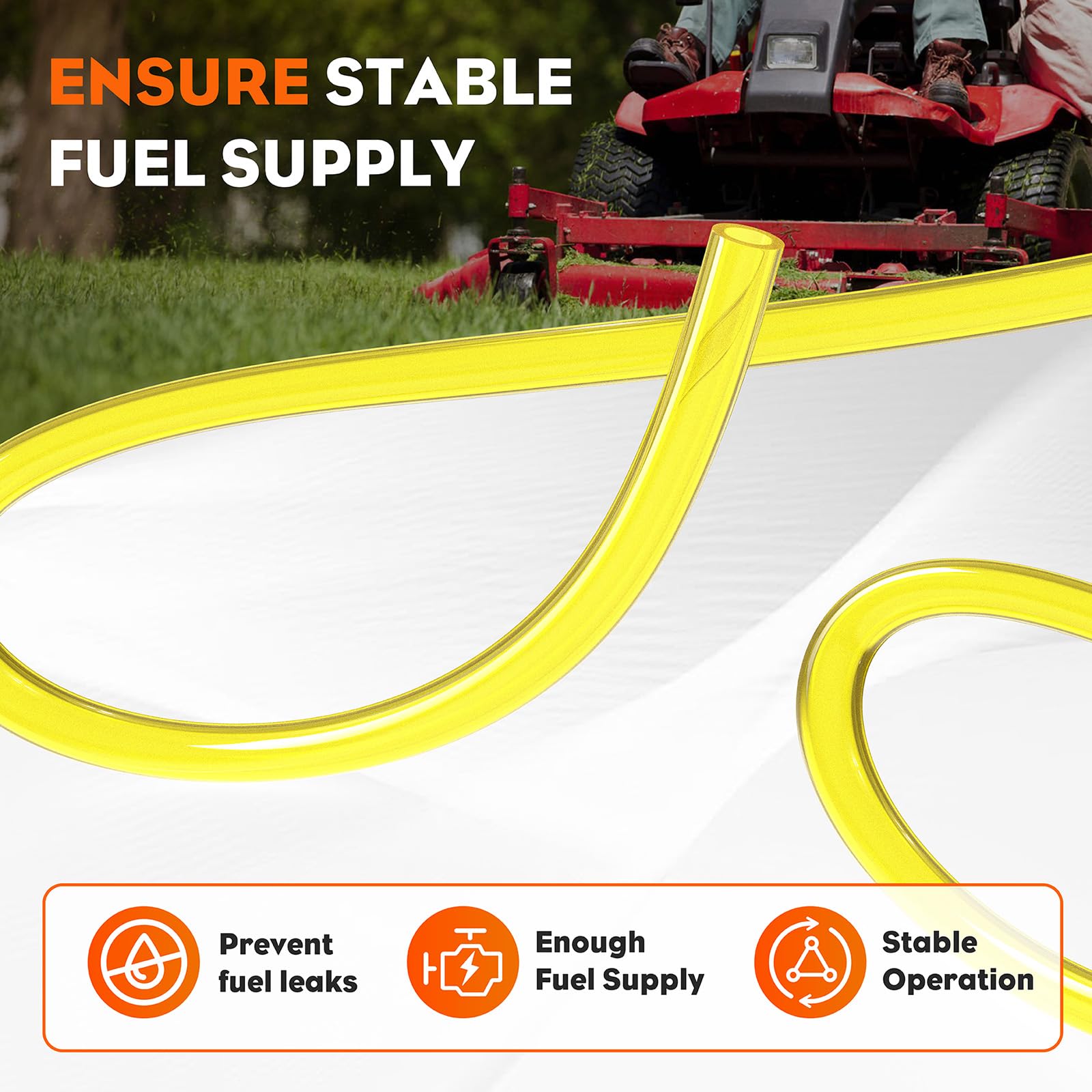 Hipa 1/8 Inch Fuel Line 10-Feet ID 1/8" x OD 1/4" Fuel Hose 3mm x 6mm Oil Line Hose Tube for 2 Cycle Small Engine String Trimmer WeedEater Lawn Mower Chainsaw Leaf Blower Model Parts - Image 3