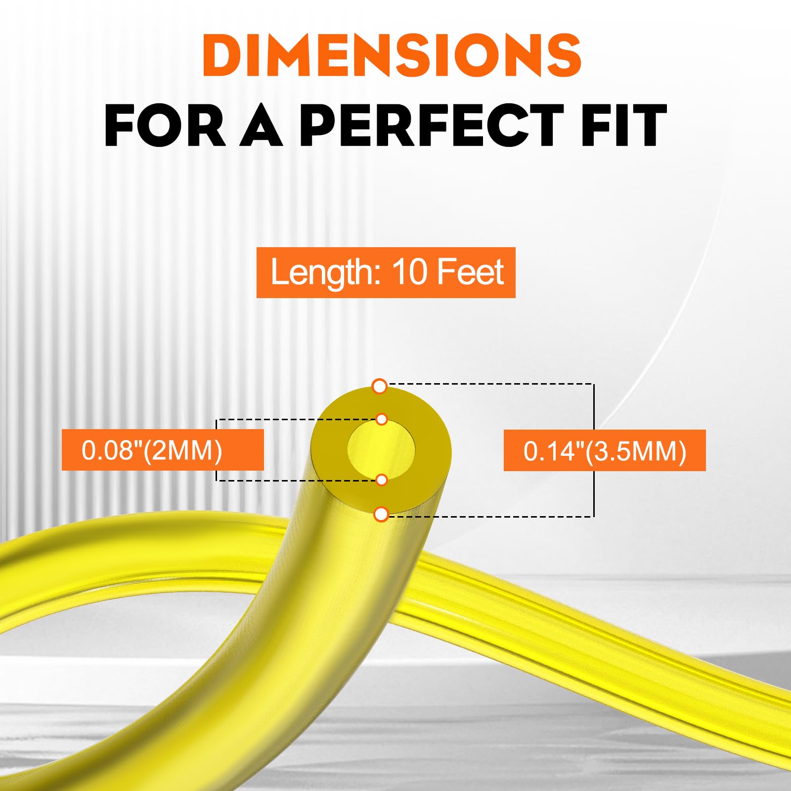 HIPA 10-Feet 2mm x 3.5mm Petrol Fuel Line Hose Tube I.D 0.08" x O.D 0.14" Tubing for Common 2 Cycle Small Engine Poulan Craftman Chainsaw String Trimmer Blower Fuel Hose (3-Meter) - Image 6