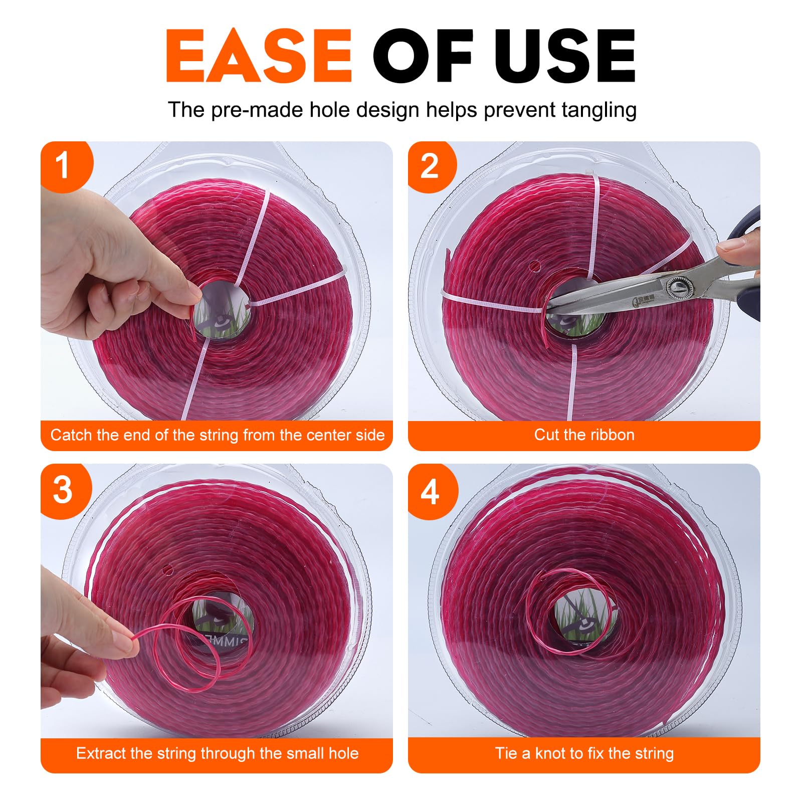 Hipa 1 Pound 1.6mm/ 065 String Trimmer Line 636-Foot Round for Universal Grass Cordless Electric Trimmer Brushcutter Heavy Duty Wire Trimmers Spools 065 Inch Red Trimmer Line - Image 6
