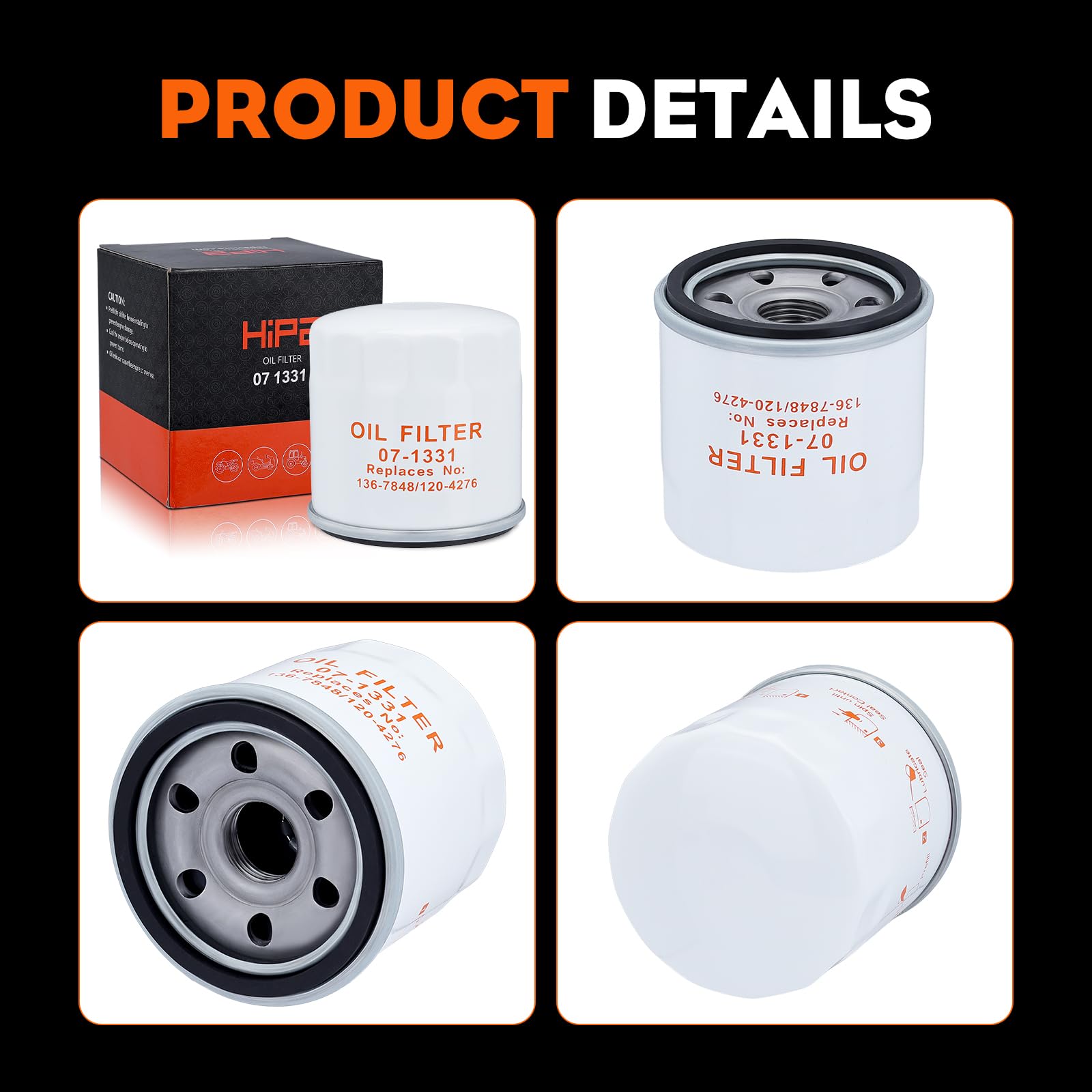 Hipa 136-7848 Oil Filter AM107423 for Toro V-Twin Engine Timecutter SS4200 SS4225 SS4250 SS5000 SS5425 Zero Turn Mower Parts 120-4276 Oil Change Kit 2Pack - Image 8