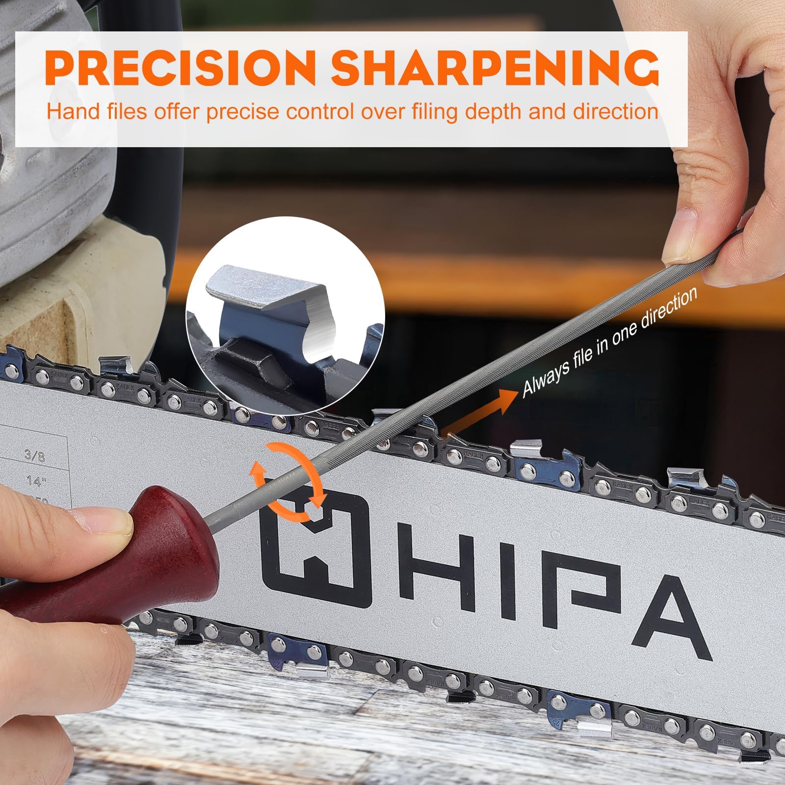 Hipa Professional Chainsaw Chain File 5/32" 4.0mm 3/16 4.8mm 7/32 5.5 mm 11/64" 4.5mm Sharpening Round Files - Image 3